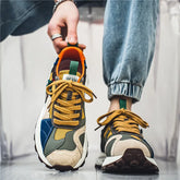 Men's Retro Patchwork Sneakers – Multi-Color Vintage Running Shoes